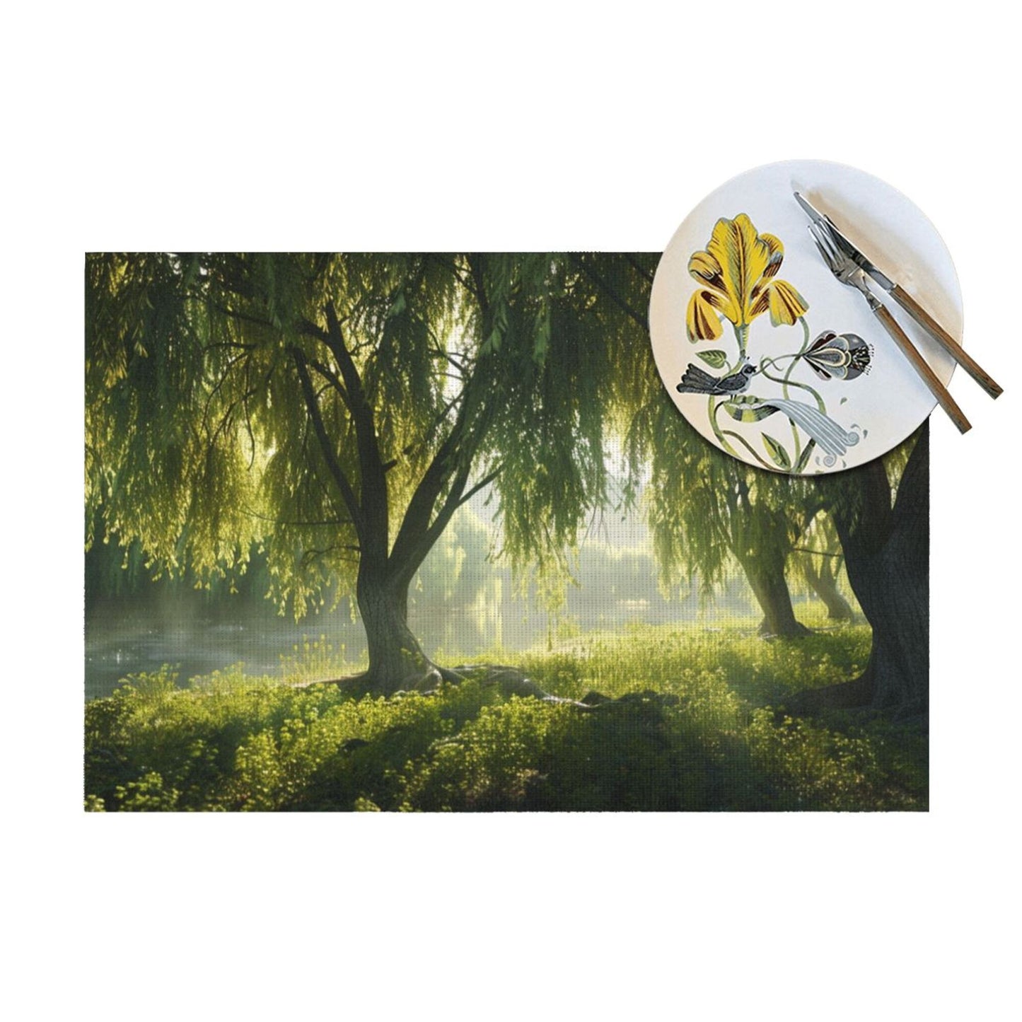 Lush Greenery Tree Shade Placemat, Waterproof and Durable, Artistic Design, Ideal for Home and Restaurant