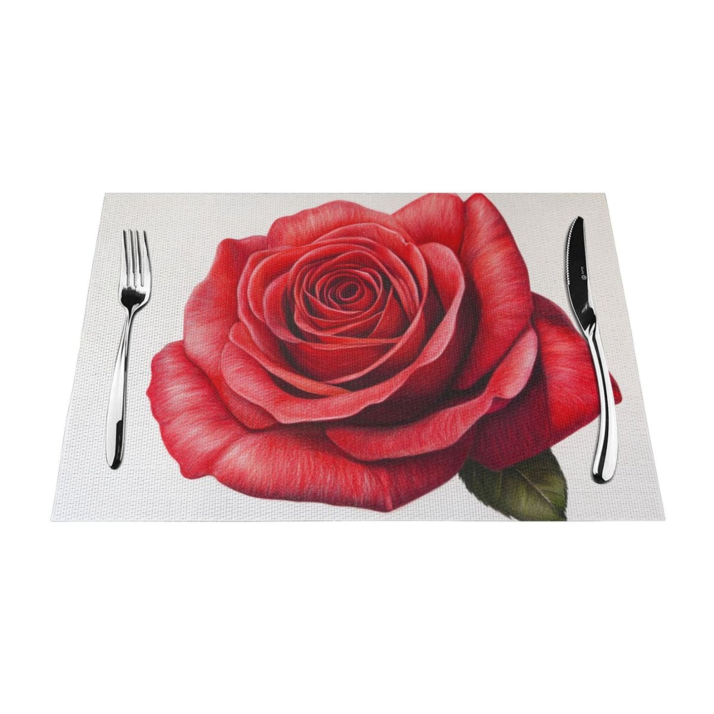 Beautiful Red Rose Placemat, Elegant Table Decor, Waterproof, Durable and Easy to Clean