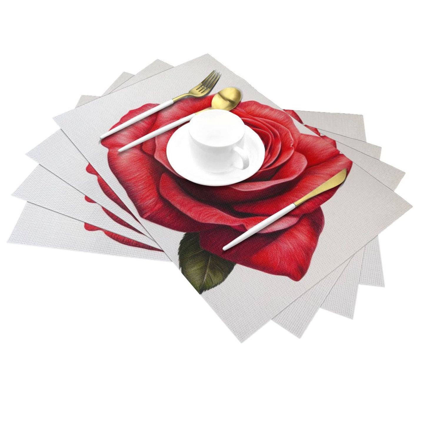 Beautiful Red Rose Placemat, Elegant Table Decor, Waterproof, Durable and Easy to Clean