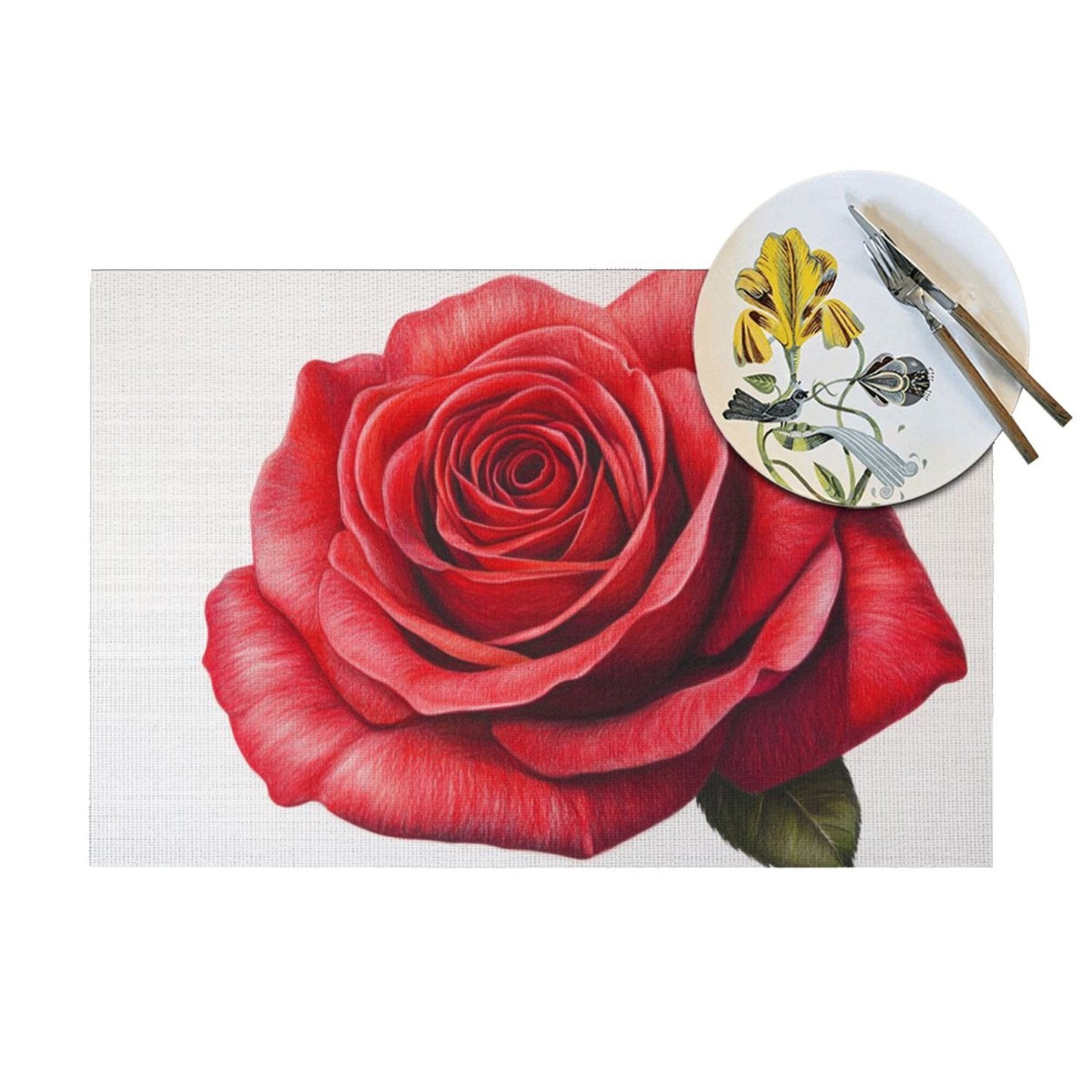 Beautiful Red Rose Placemat, Elegant Table Decor, Waterproof, Durable and Easy to Clean