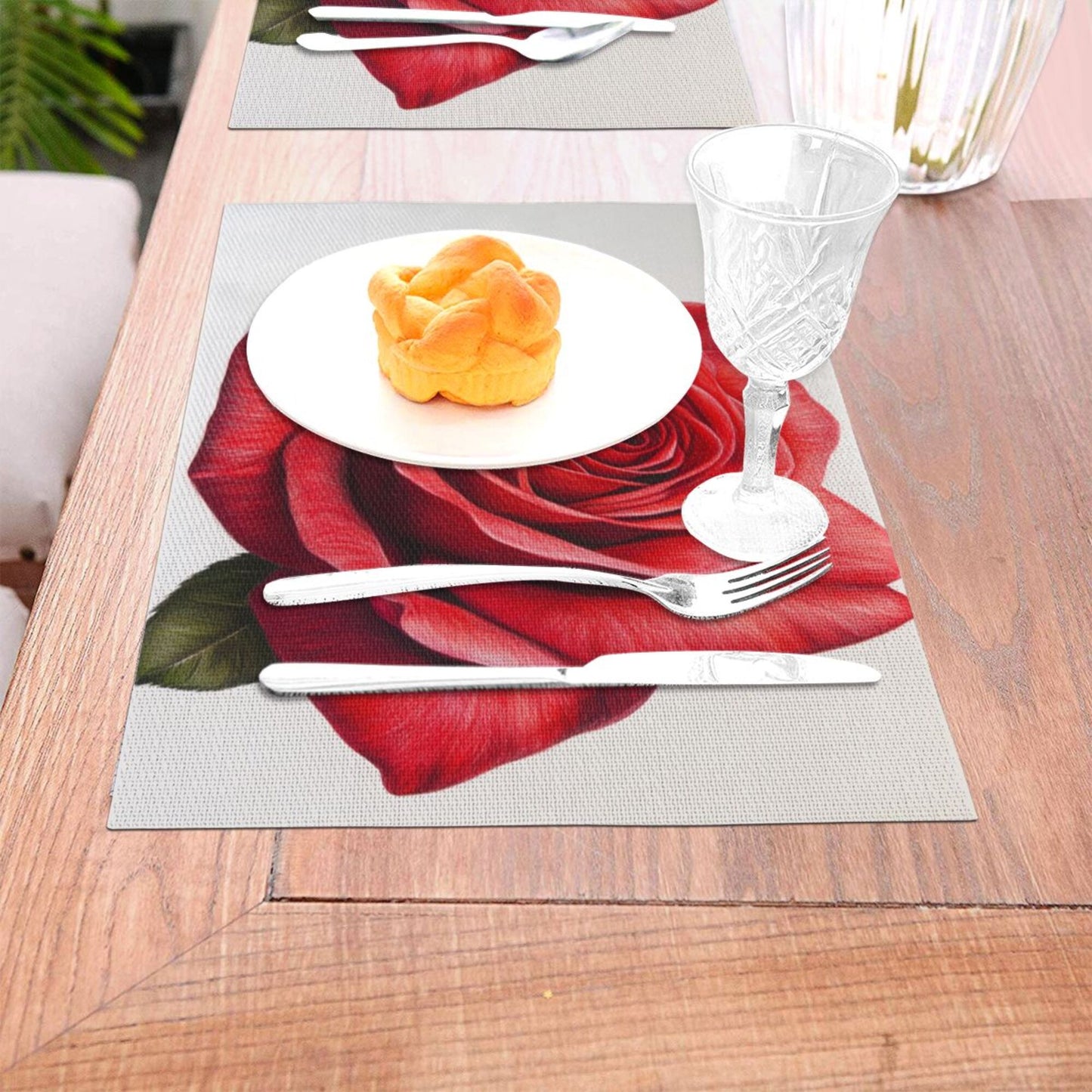 Beautiful Red Rose Placemat, Elegant Table Decor, Waterproof, Durable and Easy to Clean