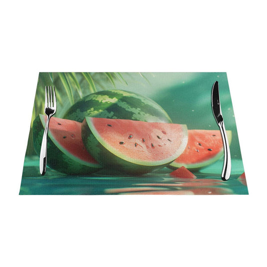 Watermelon Pattern Placemat, Fresh Summer Table Decor, Waterproof, Durable and Easy to Clean