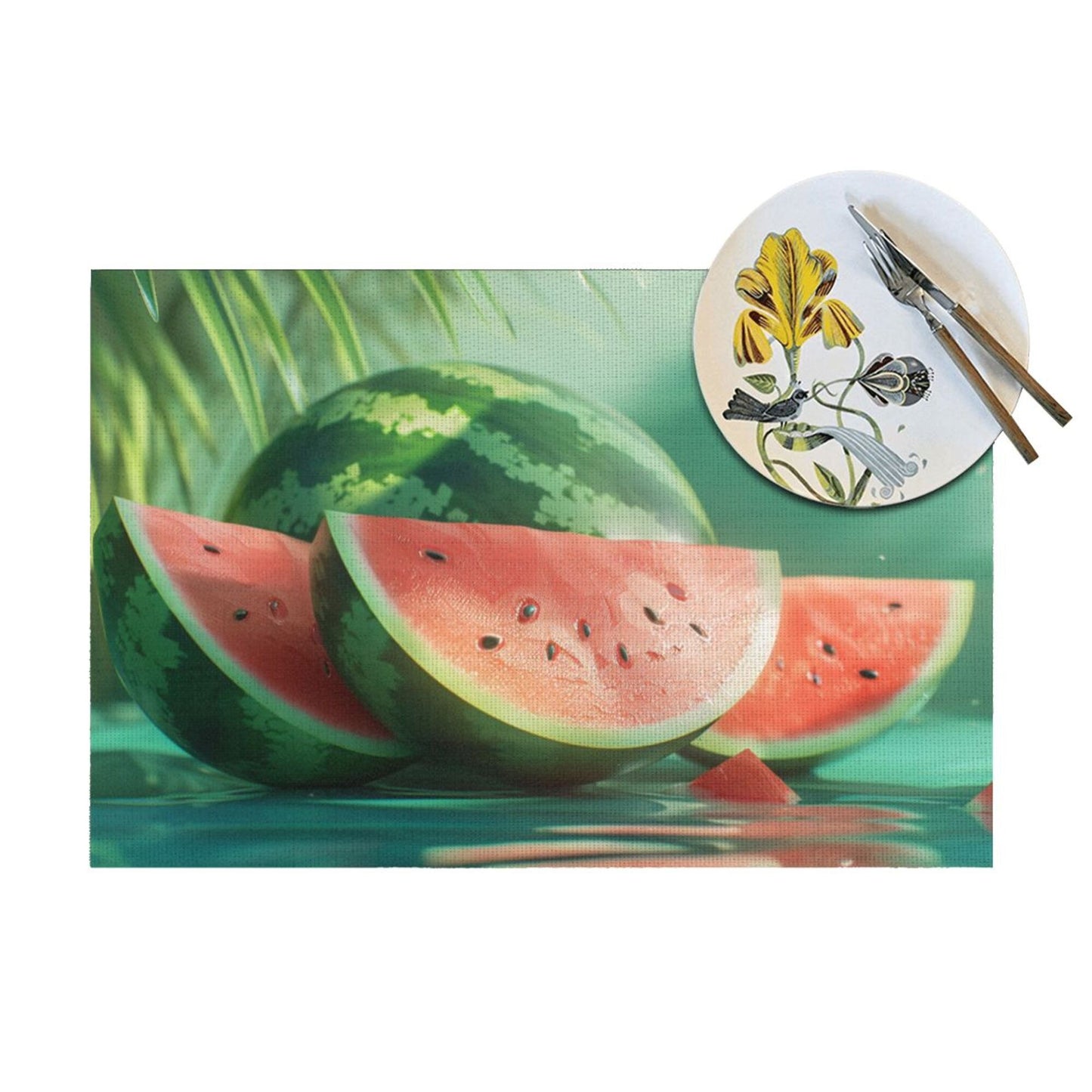 Watermelon Pattern Placemat, Fresh Summer Table Decor, Waterproof, Durable and Easy to Clean