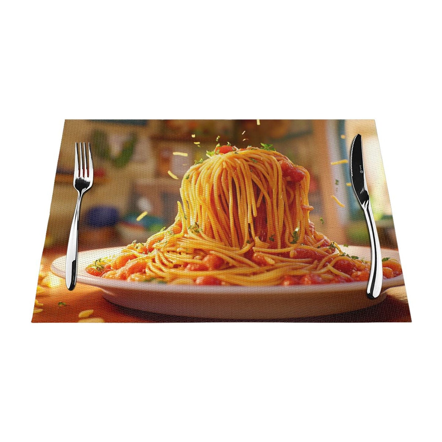 Spaghetti Placemat, Delicious Table Decor, Waterproof and Easy to Clean