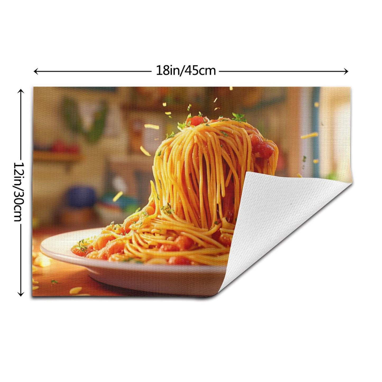 Spaghetti Placemat, Delicious Table Decor, Waterproof and Easy to Clean