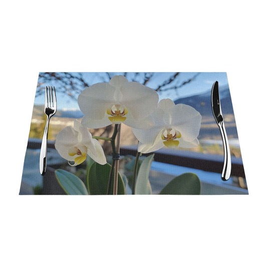 White Orchid Placemat, Elegant Table Decor, Waterproof and Easy to Clean