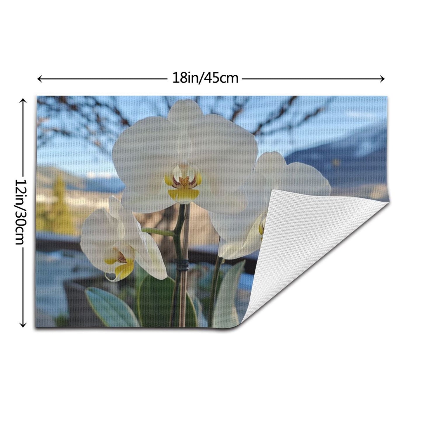 White Orchid Placemat, Elegant Table Decor, Waterproof and Easy to Clean