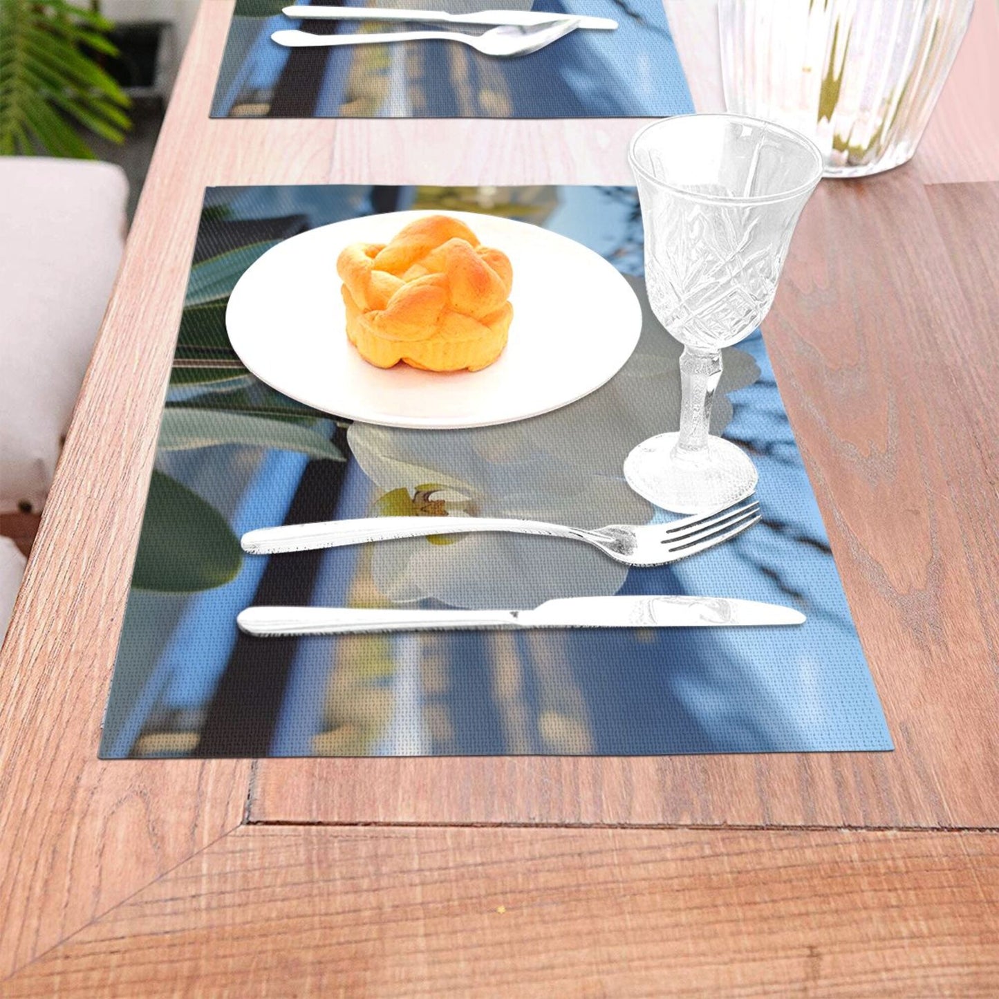 White Orchid Placemat, Elegant Table Decor, Waterproof and Easy to Clean