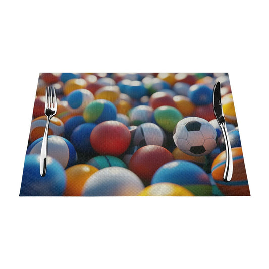 Colorful Balls Placemat, Modern and Vibrant Table Decor, Waterproof and Easy to Clean