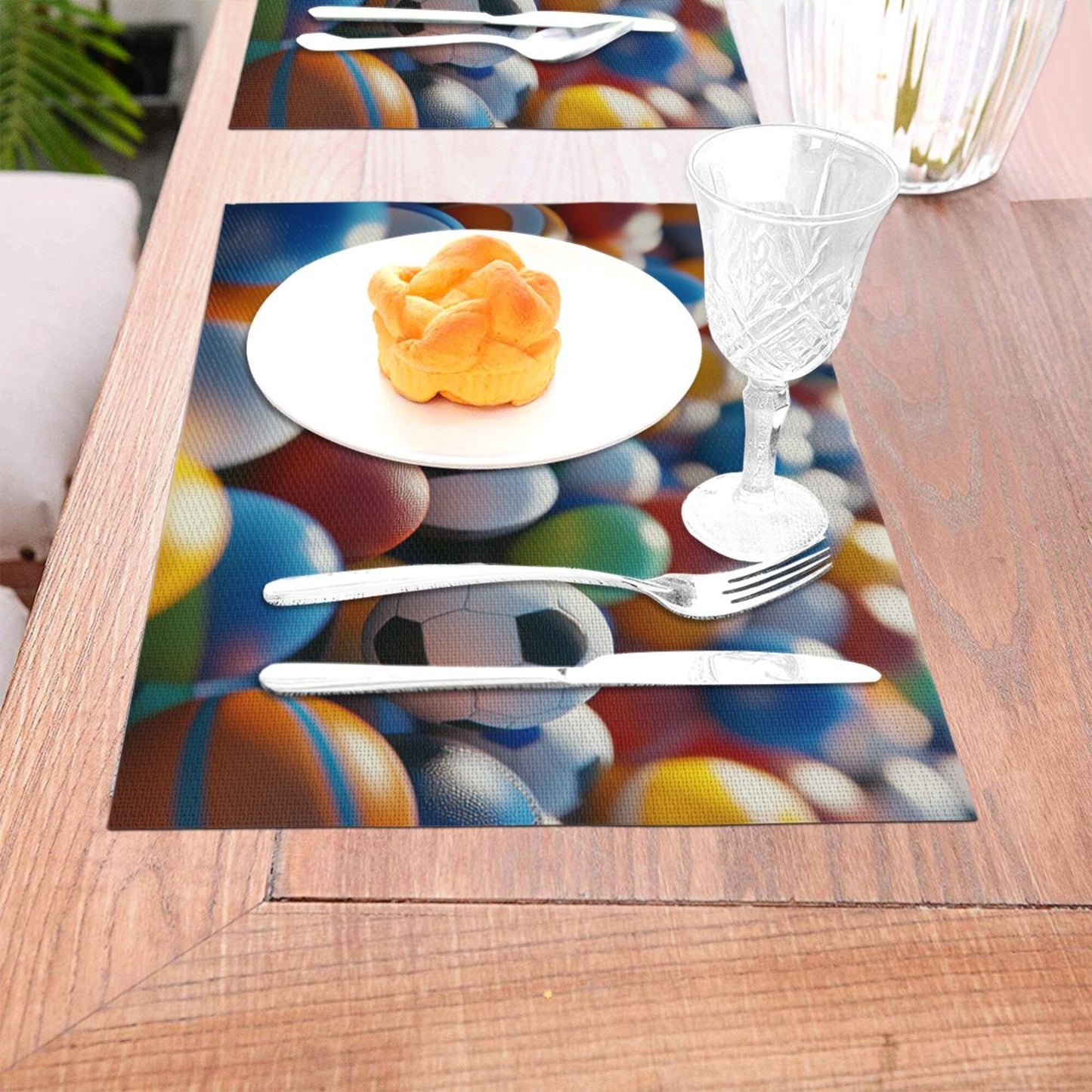 Colorful Balls Placemat, Modern and Vibrant Table Decor, Waterproof and Easy to Clean