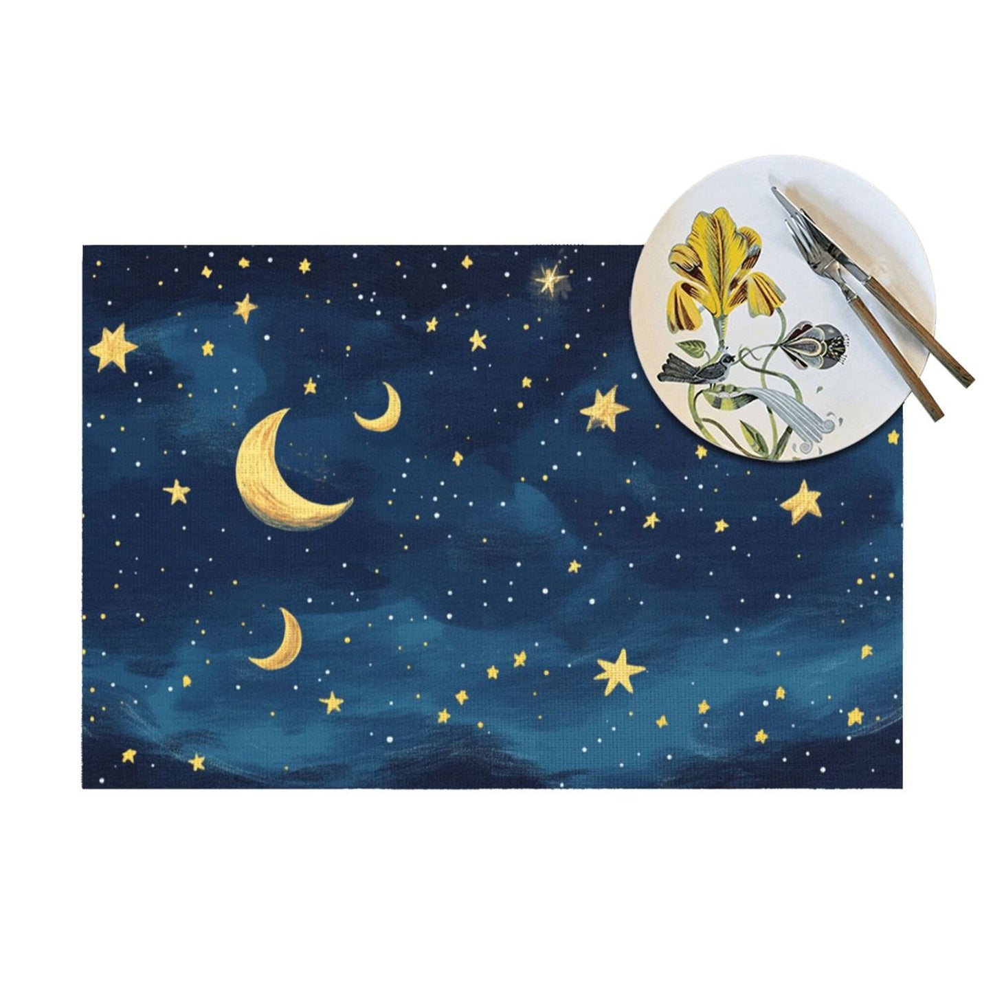 Starry Night Placemat, Romantic Dreamy Sky Design, Waterproof and Easy to Clean