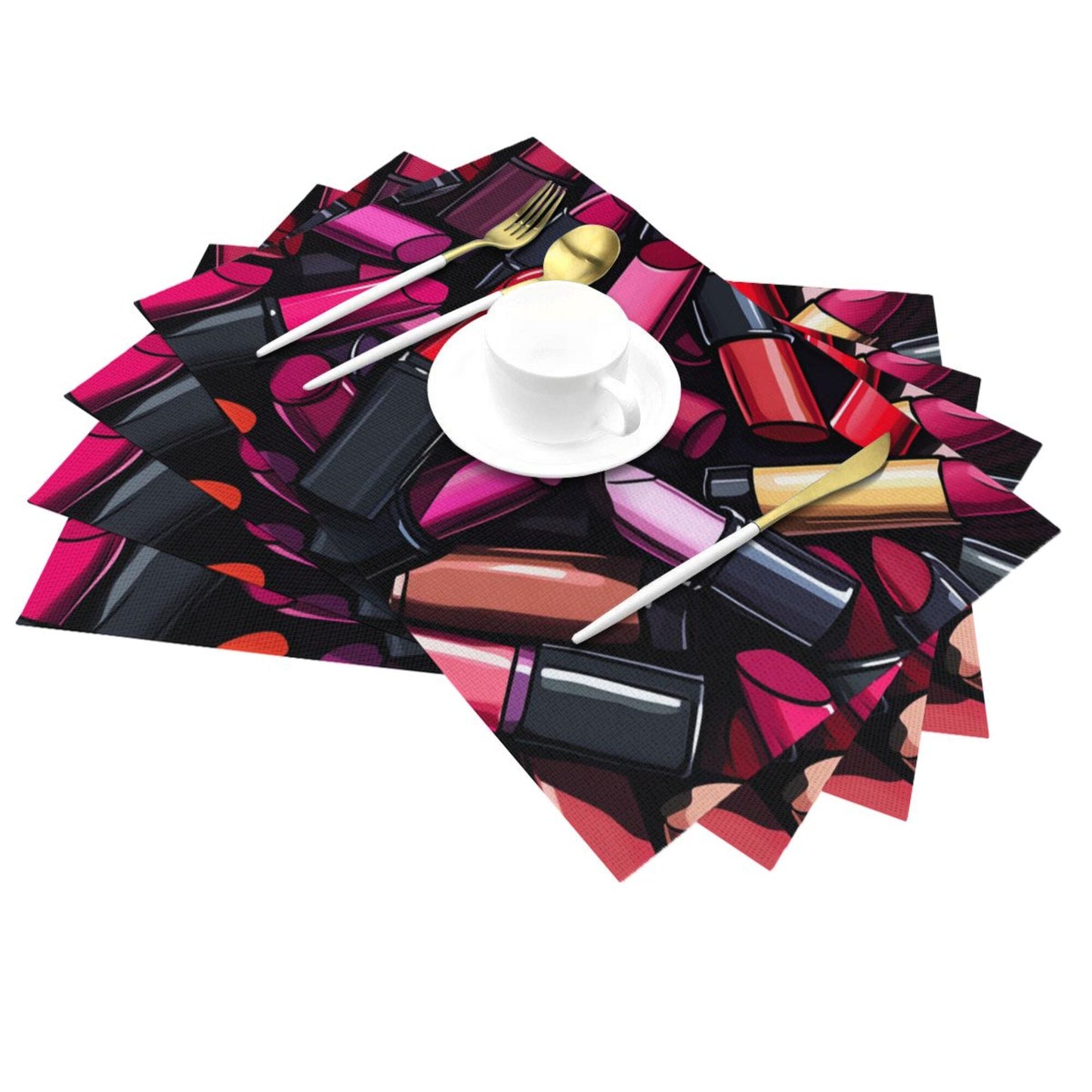 Fashion Lipstick Themed Placemat, Unique Design, Waterproof and Durable