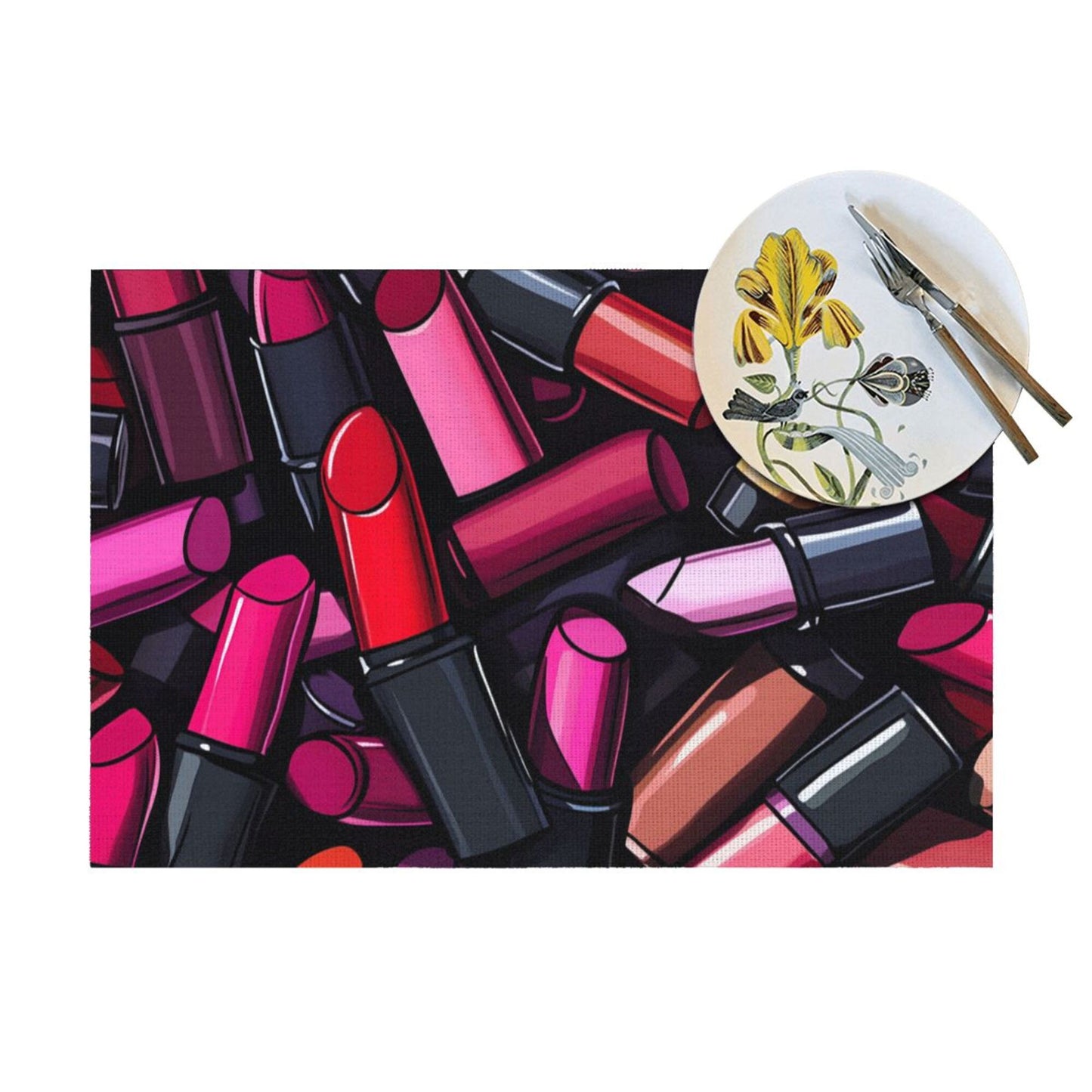 Fashion Lipstick Themed Placemat, Unique Design, Waterproof and Durable