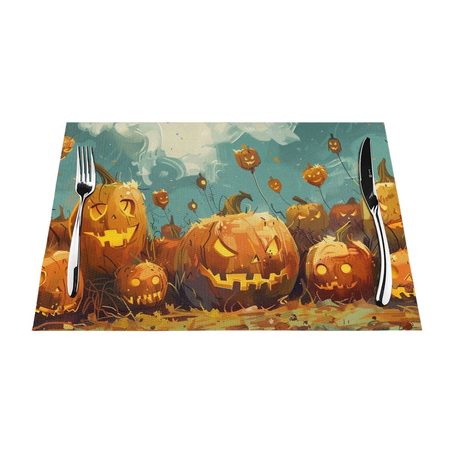 Halloween Pumpkin Themed Placemat, Creative Design, Waterproof and Durable