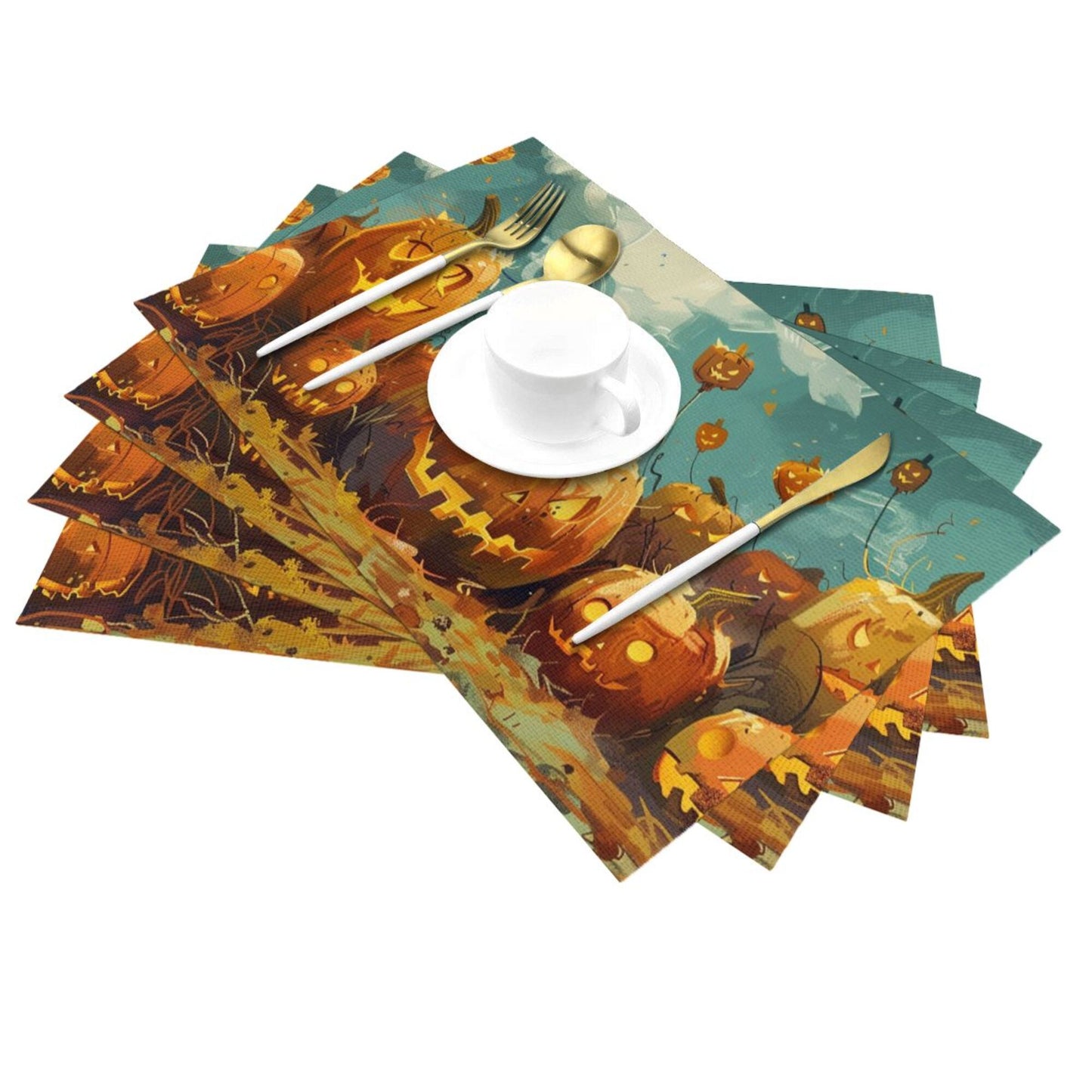 Halloween Pumpkin Themed Placemat, Creative Design, Waterproof and Durable