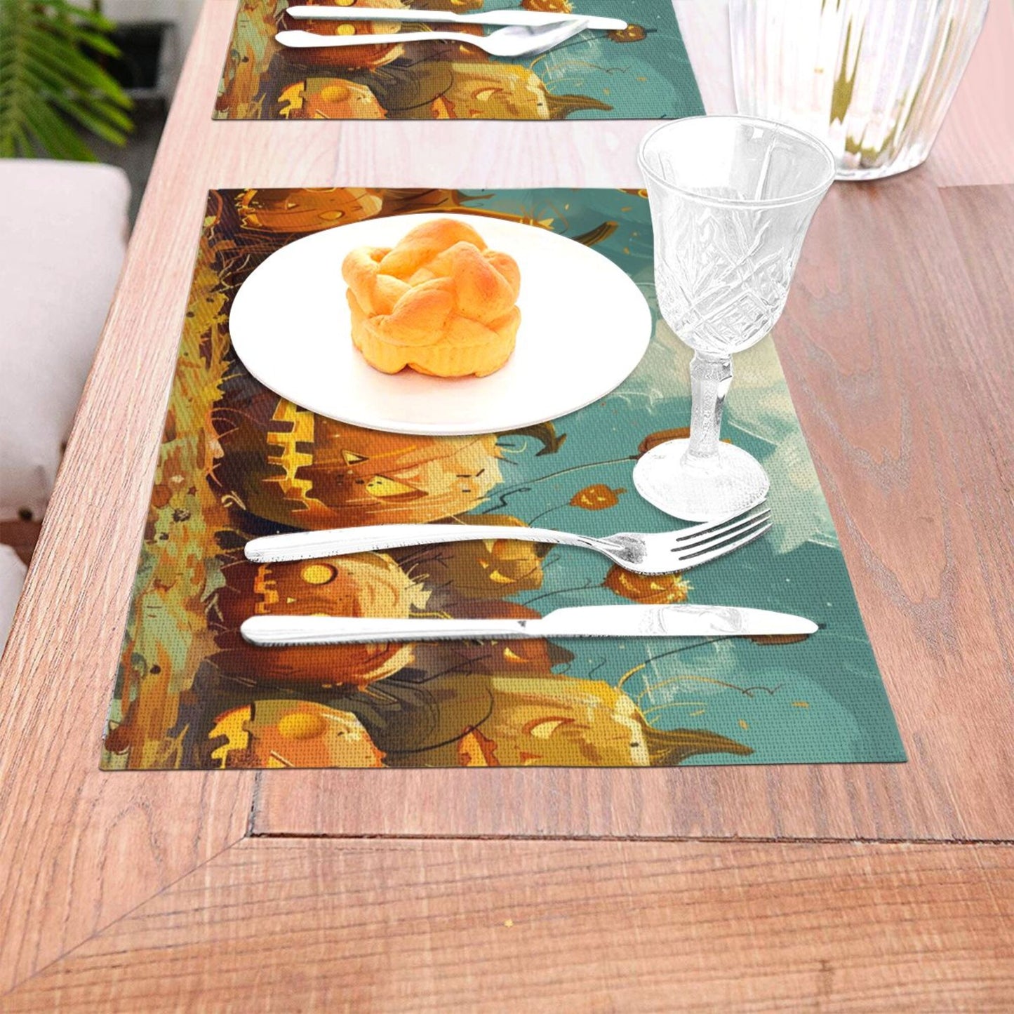 Halloween Pumpkin Themed Placemat, Creative Design, Waterproof and Durable