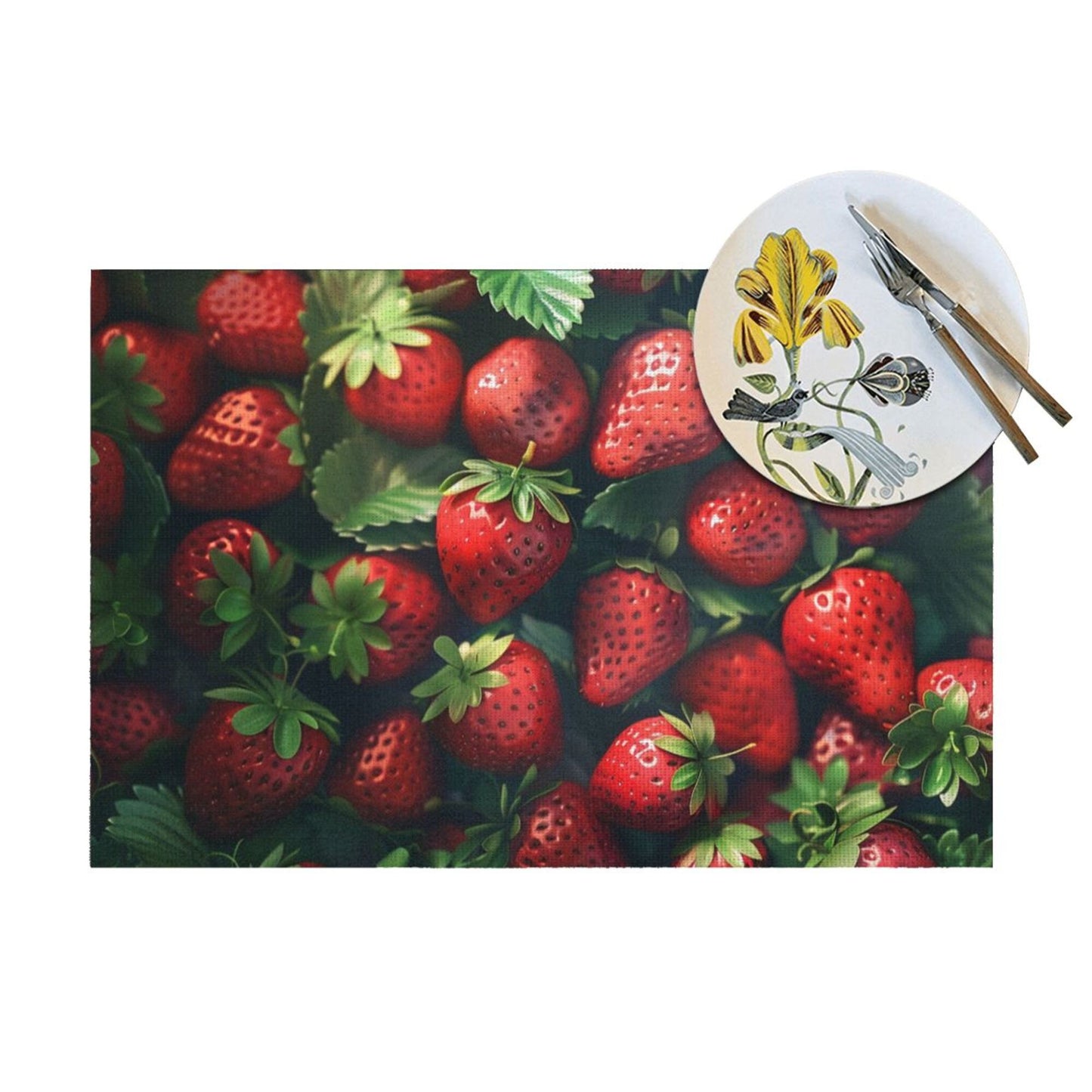 Strawberry Themed Placemat, Creative Design, Waterproof and Durable