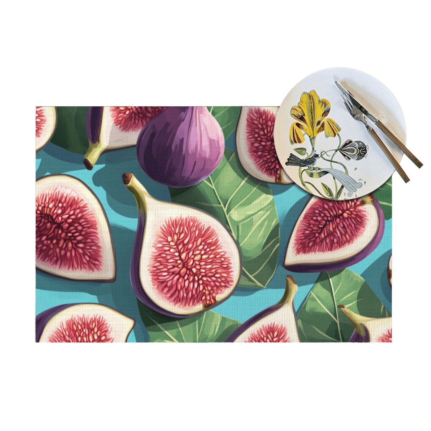 Fig Pattern Placemat, Creative Design, Durable and Waterproof